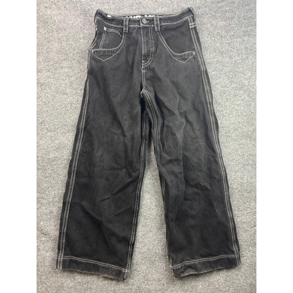 ACAB Other - ALAB Wide Leg Skater Jeans Mens 30 Black Contrast Stitch Y2K Baggy Denim